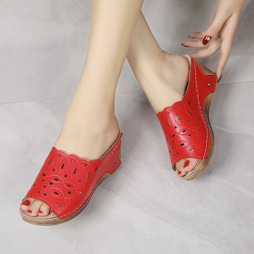Title 17, Womens Stylish Peep Toe Slip-on Wedge Sandals ...