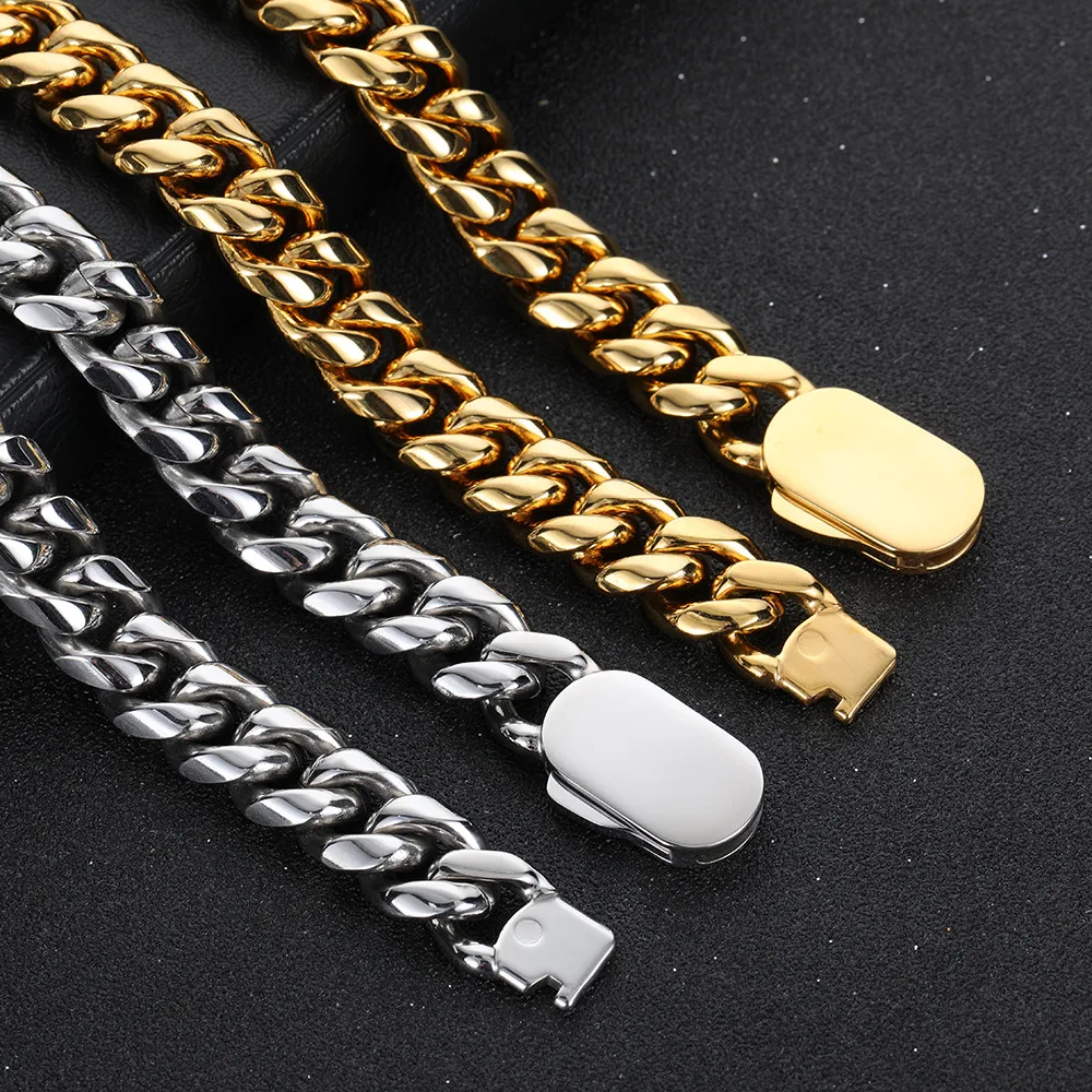 Title 4, Collier cubain hip hop rond en acier inoxydable...