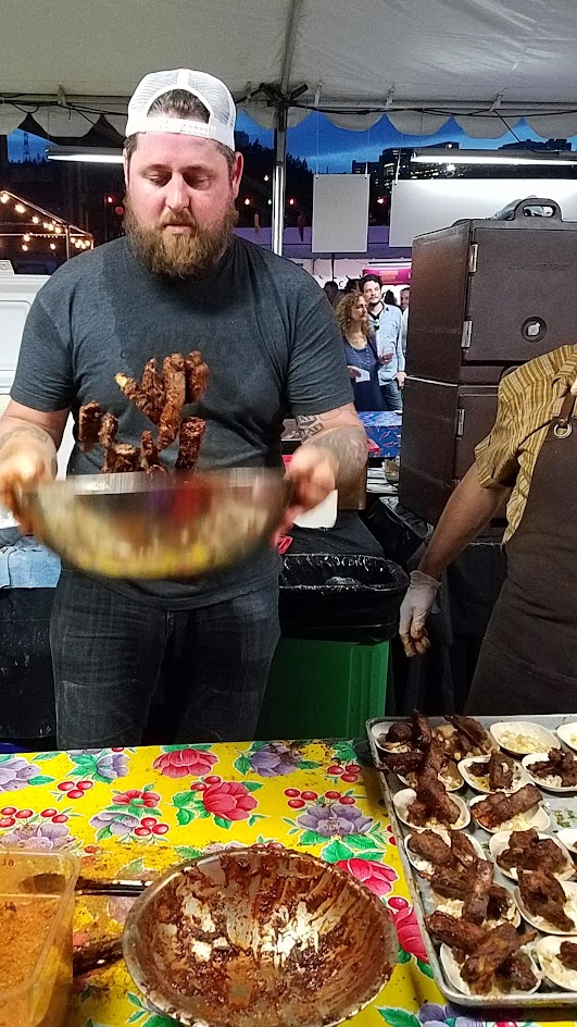 At Feast PDX 2016 Night Market Rick Gencarelli from Lardo (Portland, OR) presented Denver lamb ribs barbacoa