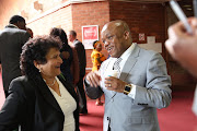 November 30, 2017. ANC deputy Secretary general Jessie Duarte speaks to KzN AMC Chairperson Sihle  Zikalala outside the High Court in PMB where the PEC were applying for leave to appeal the judgement against them.