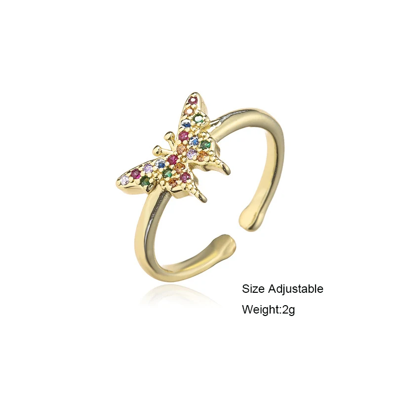 Eenvoudige en mooie kleine vlinder ring, verguld koper, goudkleurig en kleurvast, perfect voor een subtiele, langdurige look.