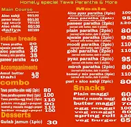 Homely Special Tawa Paratha And More menu 1