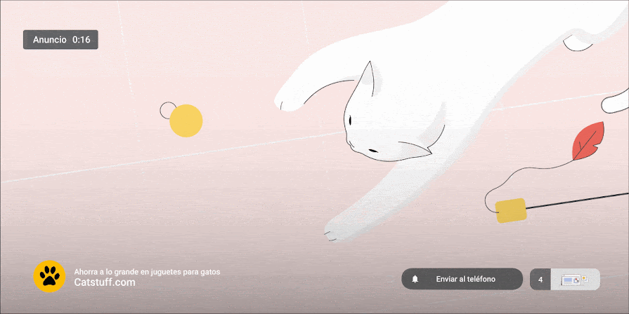 Una animación GIF que representa un anuncio con un código QR que se puede escanear.