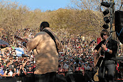 Vusi Mahlasela and Albert Frost on the Skellum Stage at Oppikoppi.