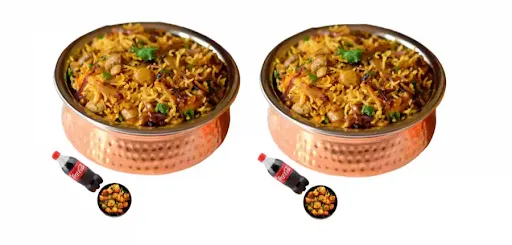 Mushroom Dum Biryani Combo ( Serves 2) + 6 Pcs Kabab + 2 Coke 200 Ml