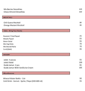 Indian Street Eats menu 