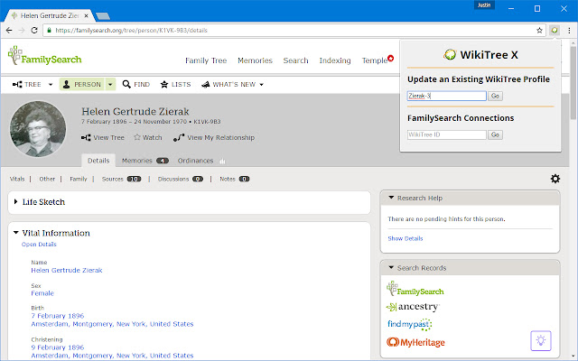 WikiTree X chrome extension