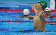 Kevin Paul of South Africa reacts after winning gold in the men's 100m breakstroke on Thursday 8 August 2016.