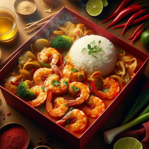 Thai Red Curry Prawn With Steamed Rice