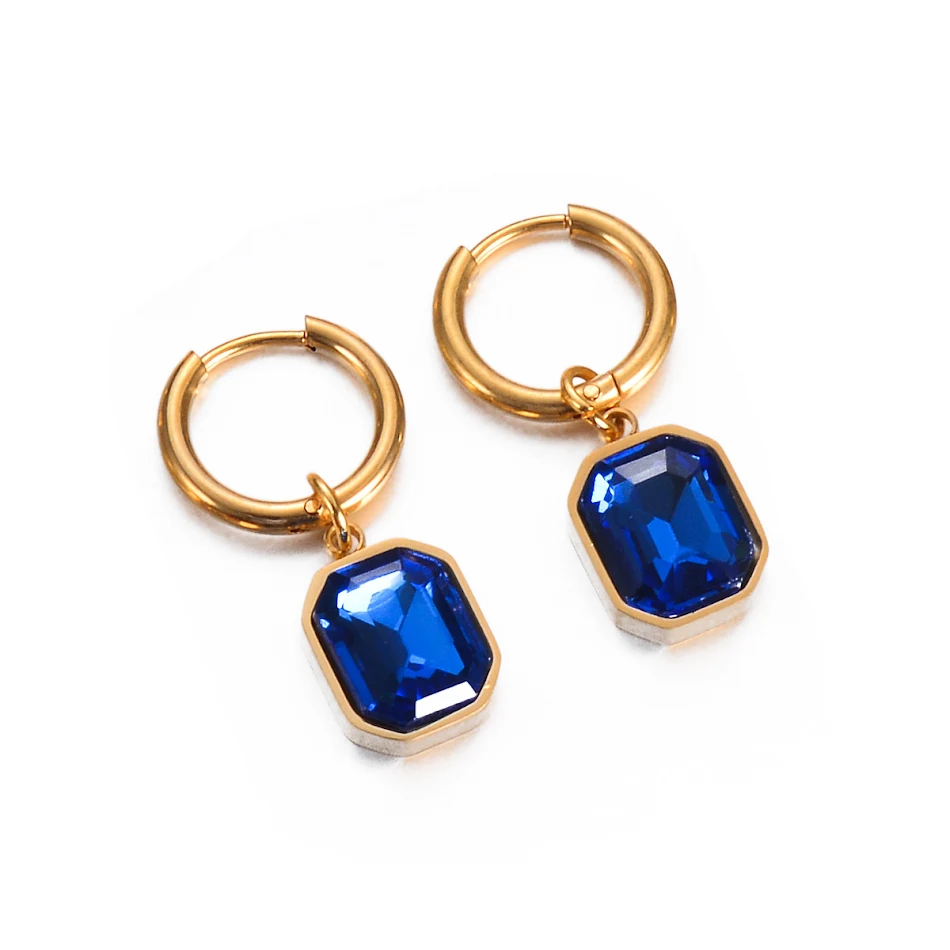 French Fashion Simple Stainless Steel Crystal Glass Earrings. Elegant and stylish earrings for women. Perfect for adding