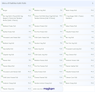 Radhika Kathi Rolls menu 1