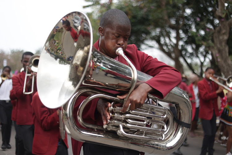 A band leads a parade at Umkhosi weLembe in KwaDukuza, KwaZulu-Natal.