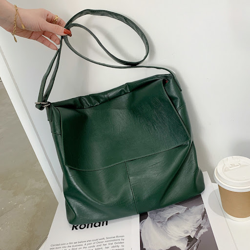 Title 19, One-shoulder womens simple fashion PU bucket m...