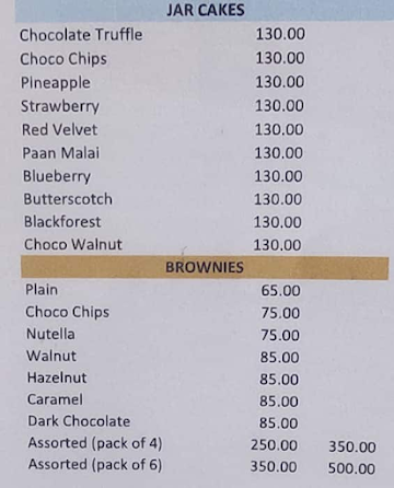 FNP Cakes 'n' More menu 