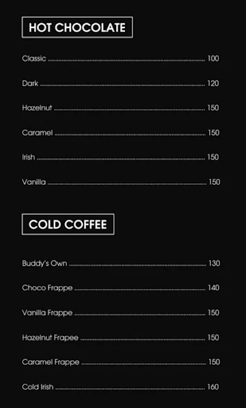 Cafe Buddy's Espresso menu 