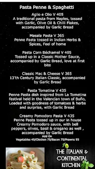 The Italian & Continental Kitchen menu 1