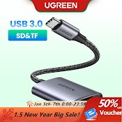 Đầu Đọc Thẻ Nhớ Ugreen Usb / Type - C Sang Tf Sd Cho Ipad Laptop