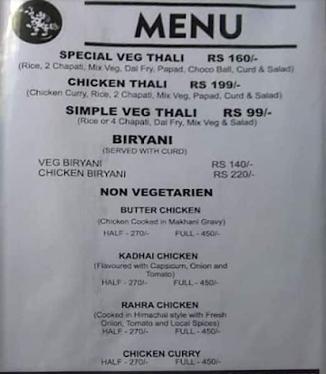 Manali Day Cafe menu 