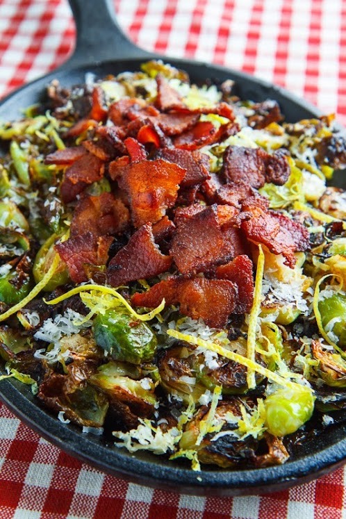 Parmesan Roasted Brussels Sprouts with Double Smoked Bacon