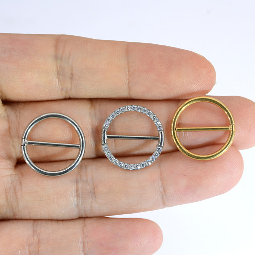 Title 2, Round Diamond Nipple Ring, Body Piercing Jewelr...