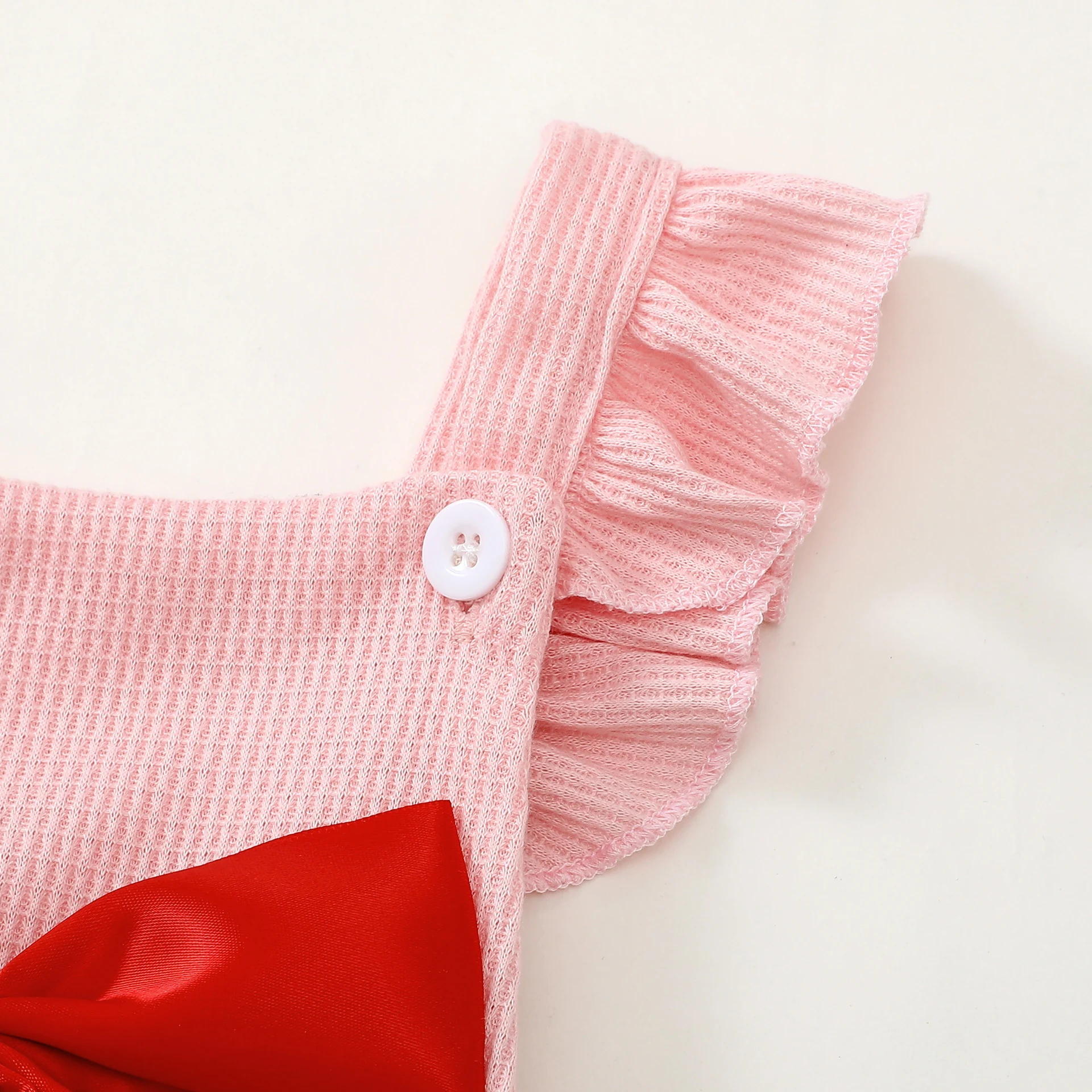 Title 7, Crveni čipkasti romper za bebu devojčicu sa maš...