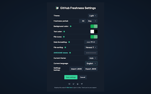 GitHub Freshness screenshot 3