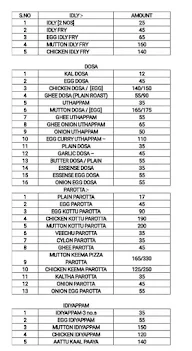 Sri Vaari Hotel menu 1