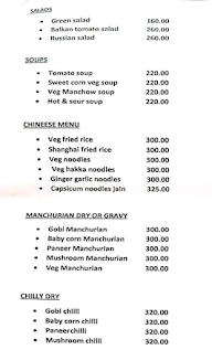 Hotel Nahar Nilgiris menu 1