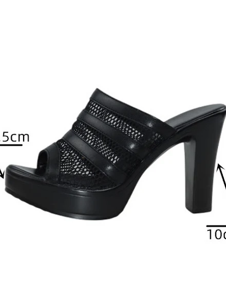 Plus Size 32-43 Block Heel Platform Shoes Women Slippers ... - 1