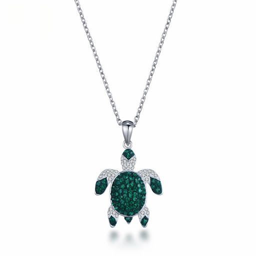 Title 4, Personalized green turtle Earrings Necklace