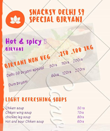 Snacksy Biryani menu 