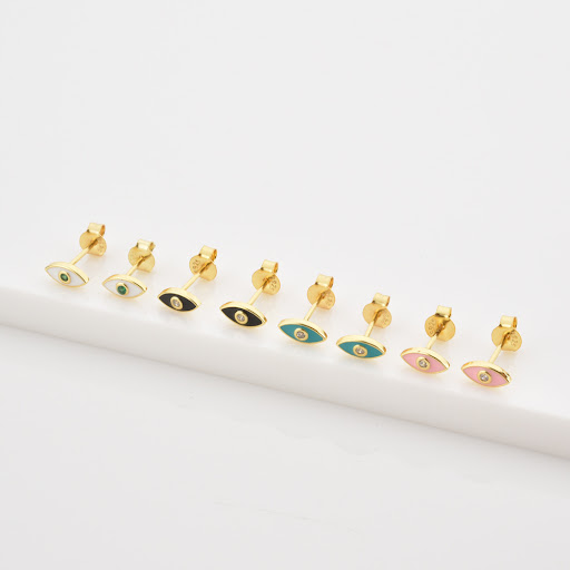 Title 3, Colorful Oil Necklace Eye Stud Earrings Simple ...