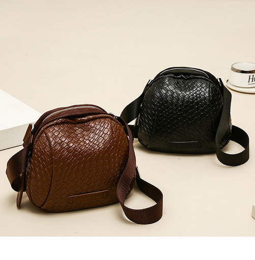 Title 7, Woven PU Shell Shoulder Messenger Bag, a stylis...