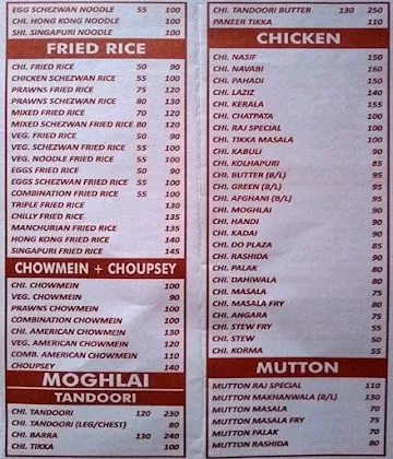 Raj Restaurant menu 