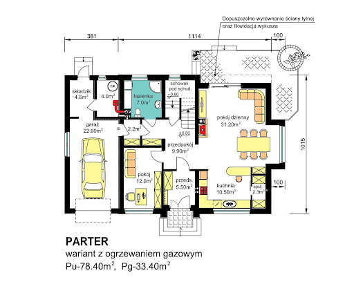 BW-27 - Rzut parteru - propozycja adaptacji - ogrzewanie gazowe