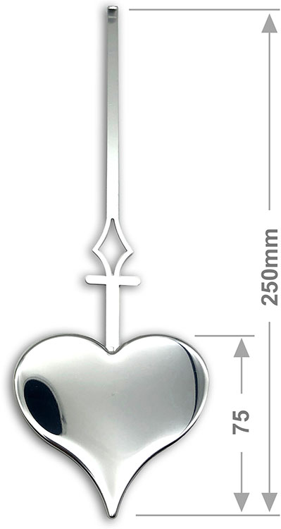 Pendulum Rod & Bob, 75mm silver heart