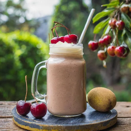 Chikoo Cherry Whey Protein Shake [450 Ml, Mason Jar]