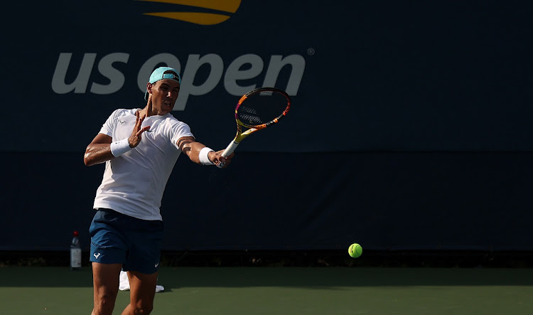 Rafael Nadal of Spain in a practice session during previews for the 2022 US Open at USTA Billie Jean King National Tennis Center in the Flushing neighborhood of New York City on August 27 2022.