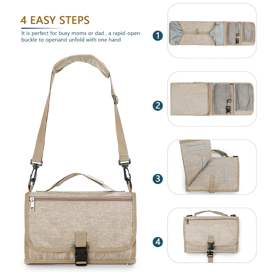 Matelas à langer pliable, portable et imperméable pour bébé. Gardez votre bébé propre et au sec en voyage. Facile à transporter.