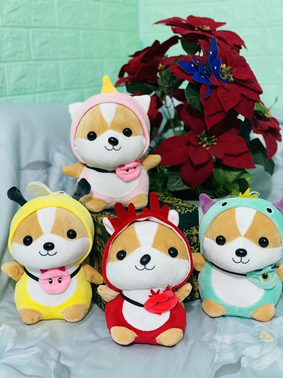 Gấu Bông Chó Shiba Cosplay Dễ Thương Nhồi Bông 25Cm