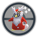 Delibird wearing a holiday ribbon