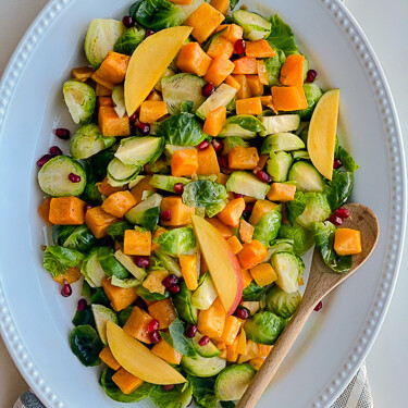 Vegan Brussels Sprout Salad with Roasted Squash Recipe