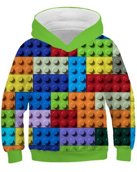 Cool Building Block 3D Print Boys Casual Pullover Hooded ... - 0