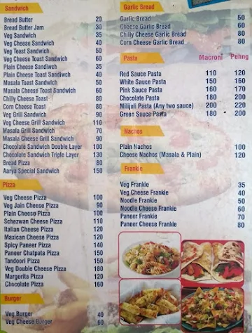 Aarya Corner menu 