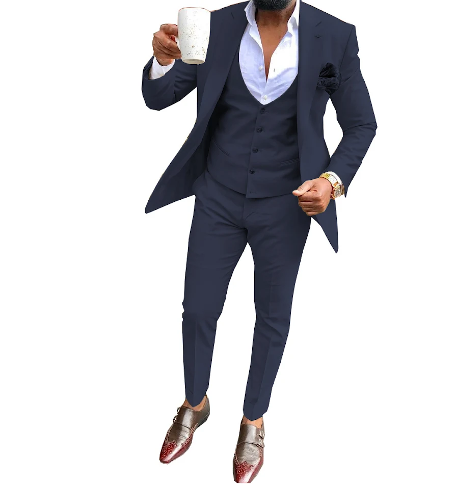 Men's Three-Piece Casual Business Suit Achieve a polished look with ease Comfortable fit suitable for work and leisure V