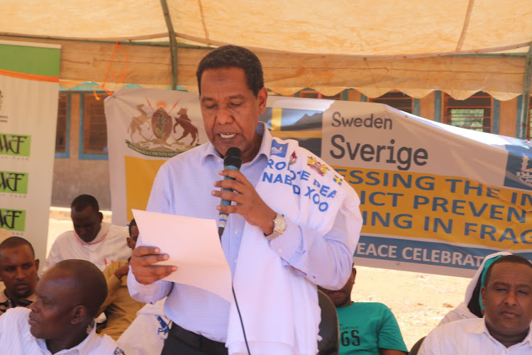 Cooperatives Development PS Ali Noor Ismail while launching the youths empowerment centre in Mandera on Saturday