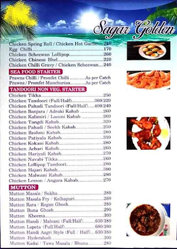 Sagar Golden Bar & Restaurant menu 