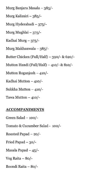 Mumbai Adda menu 