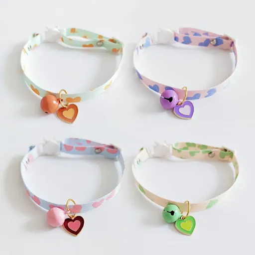 Pet Jewelry Adjustable Buckle Puppy Collar Popular Little Cat Collar Printed Pattern Heart Neck Decorative Collar Pet Su