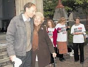 Sean Davison is greeted by pro-euthanasia supporters outside court in New Zealand this week Picture: ROBYN GRAY